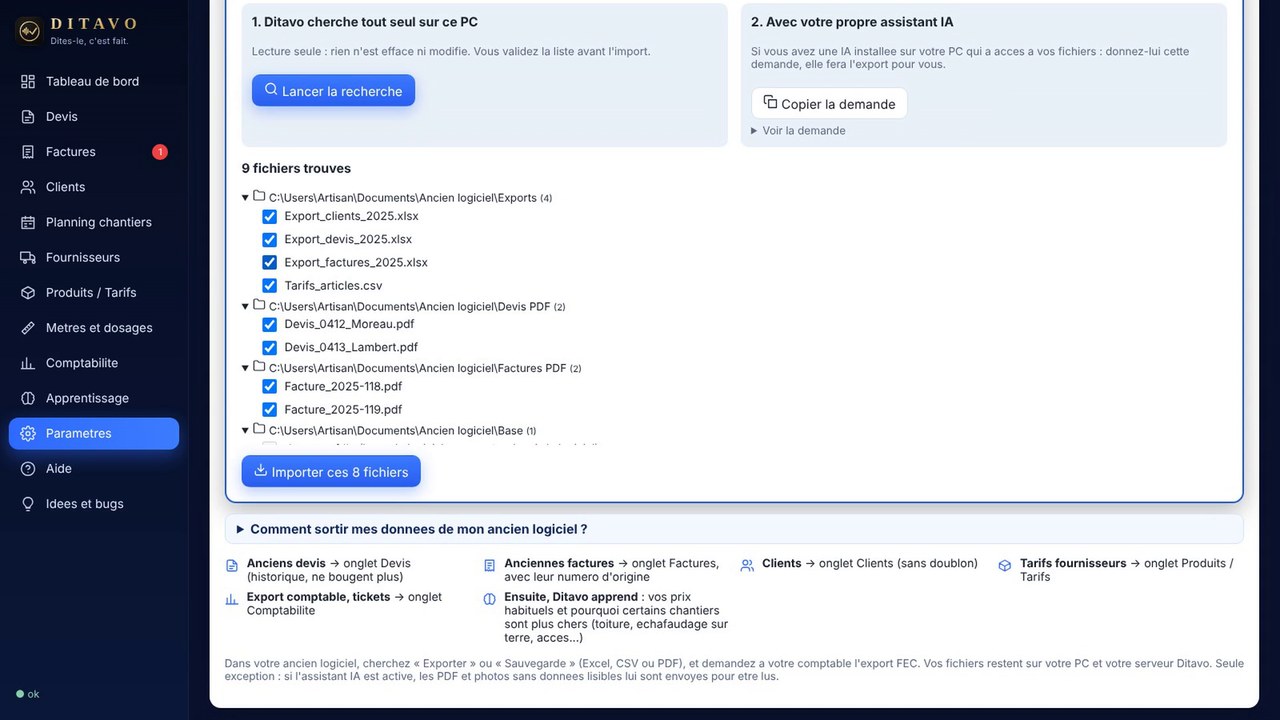 Importer avec l'IA