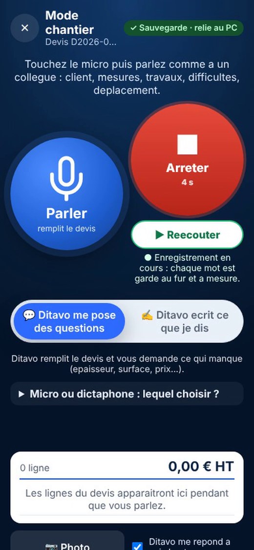 Dictaphone sur le téléphone : enregistrement en cours